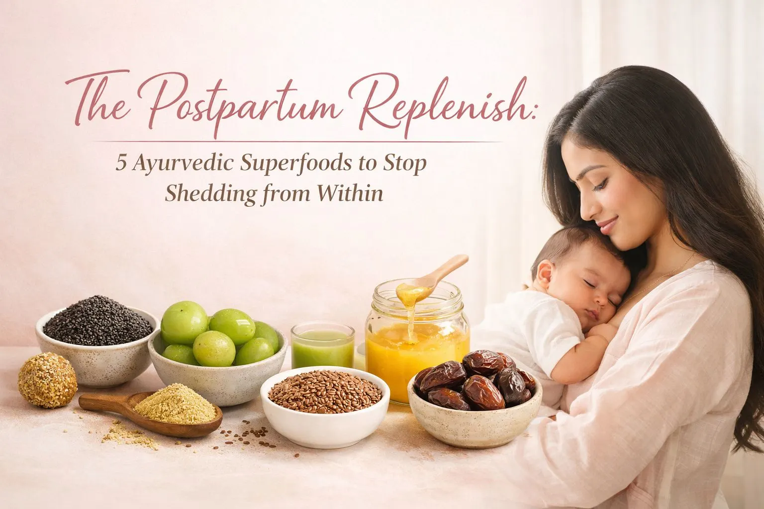 The Postpartum Replenish: 5 Ayurvedic Superfoods to Stop Shedding from Within