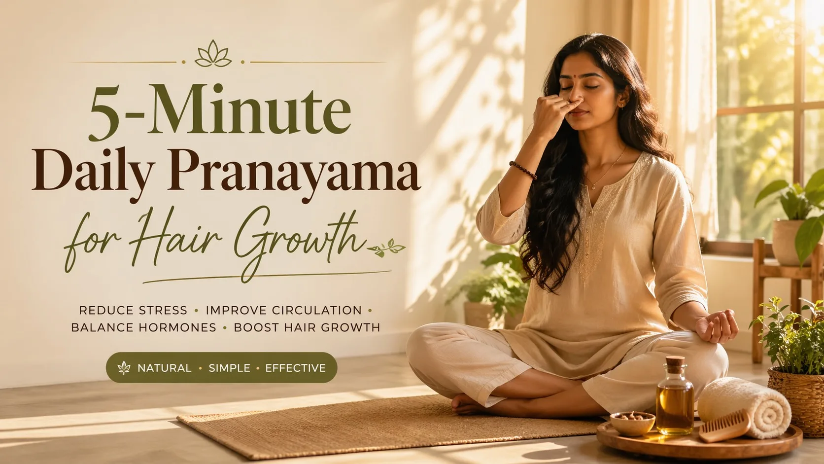 🌿 5-Minute Daily Pranayama Routine for Hair Growth