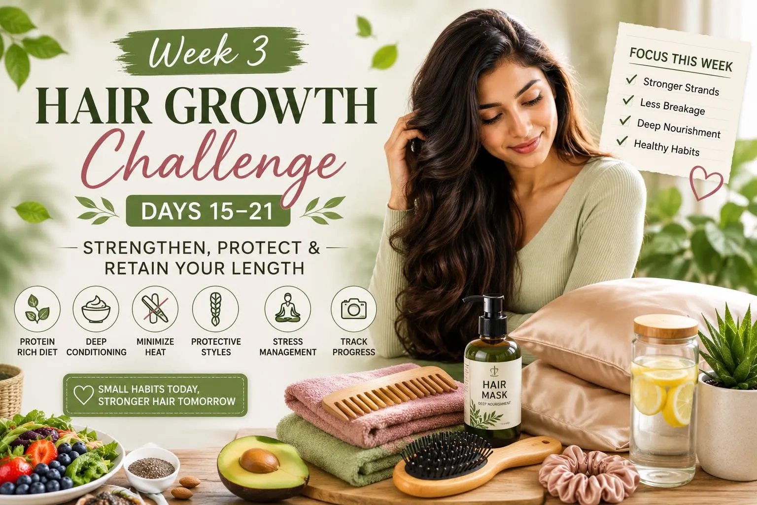 Week 3 Hair Growth Challenge (Days 15–21): Strengthen, Protect & Retain Your Length