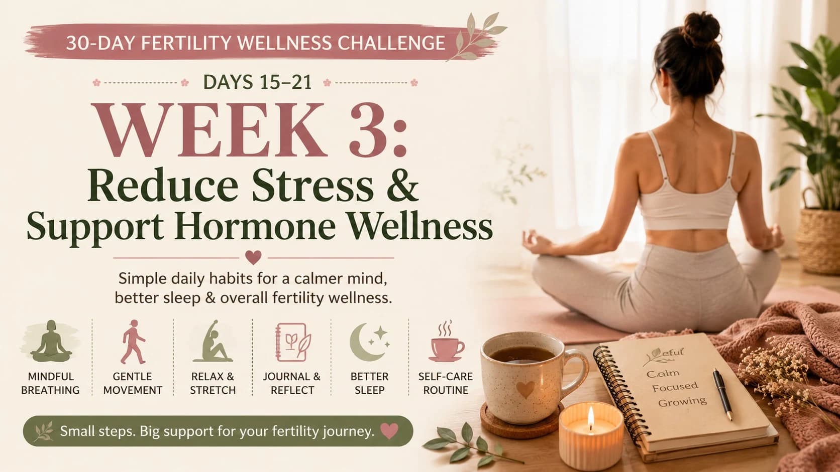 30-Day Fertility Wellness Challenge (Days 15–21): Reduce Stress & Support Hormone Wellness