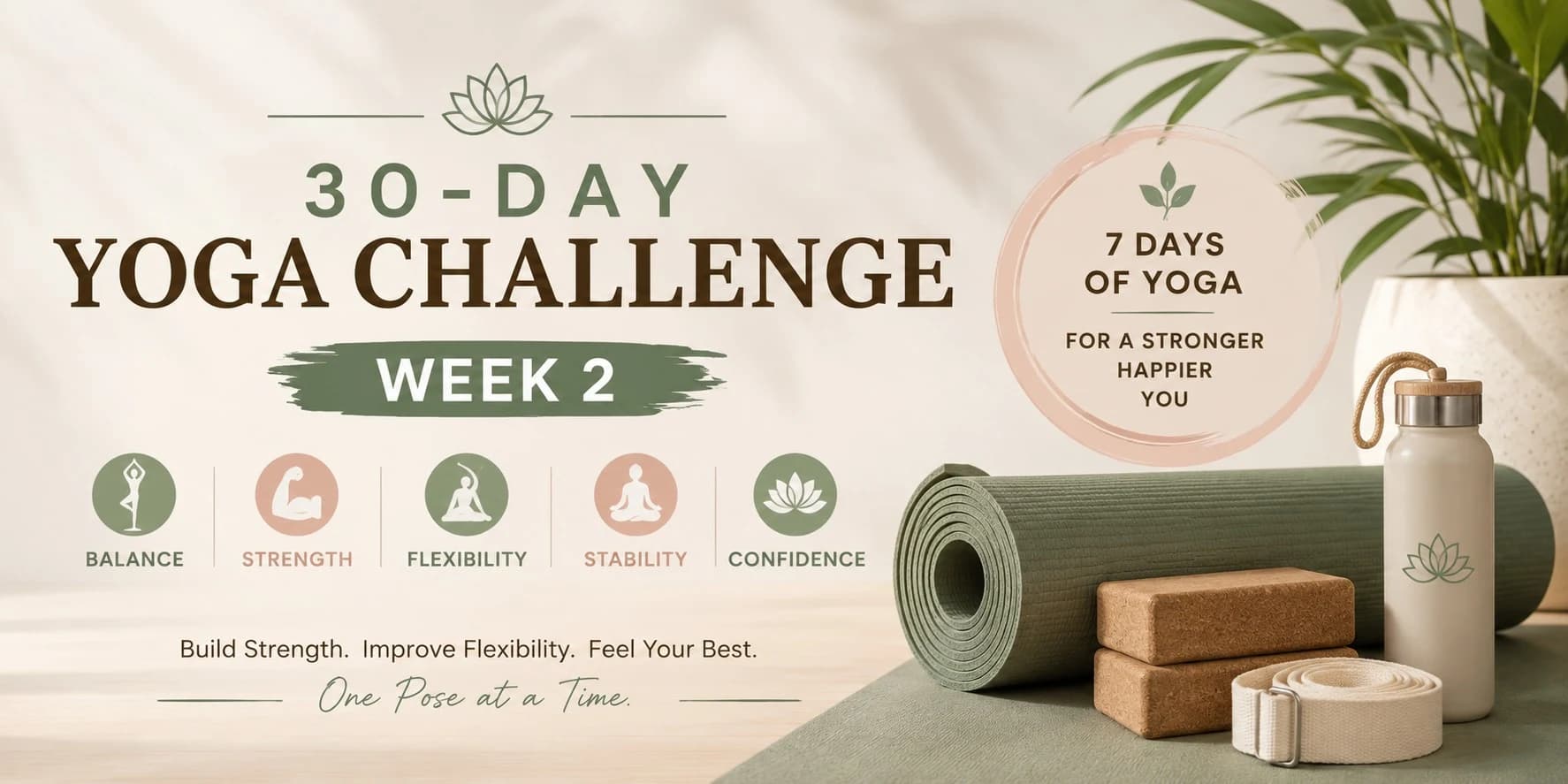 30-Day Yoga Challenge β Week 2: Build Balance, Strength, Flexibility & Confidence
